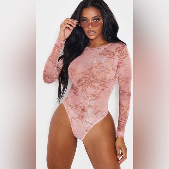 Rose Oriental Printed Mesh - Picture 2 of 8